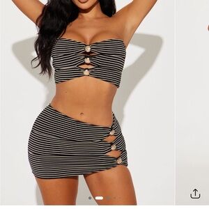 Fashion Nova Black and White Striped Dress